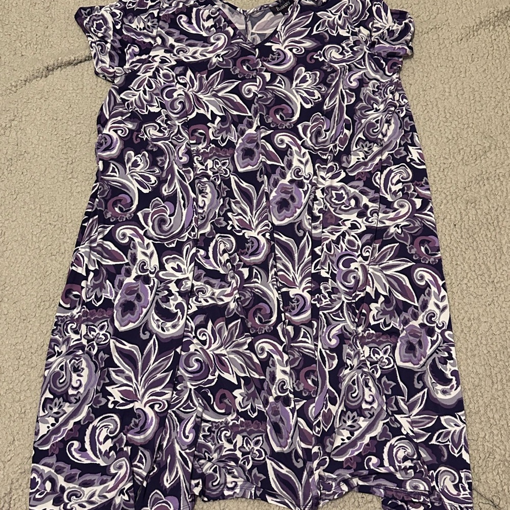Roaman's Purple and White Paisley Dress